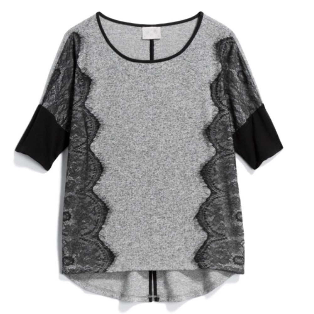 Lace detail knit top